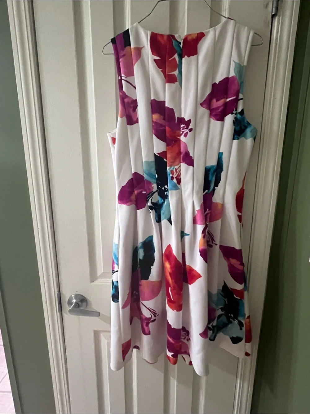 Vince Camuto White Sleeveless Mini Dress with Pink, Teal and Coral Floral Print